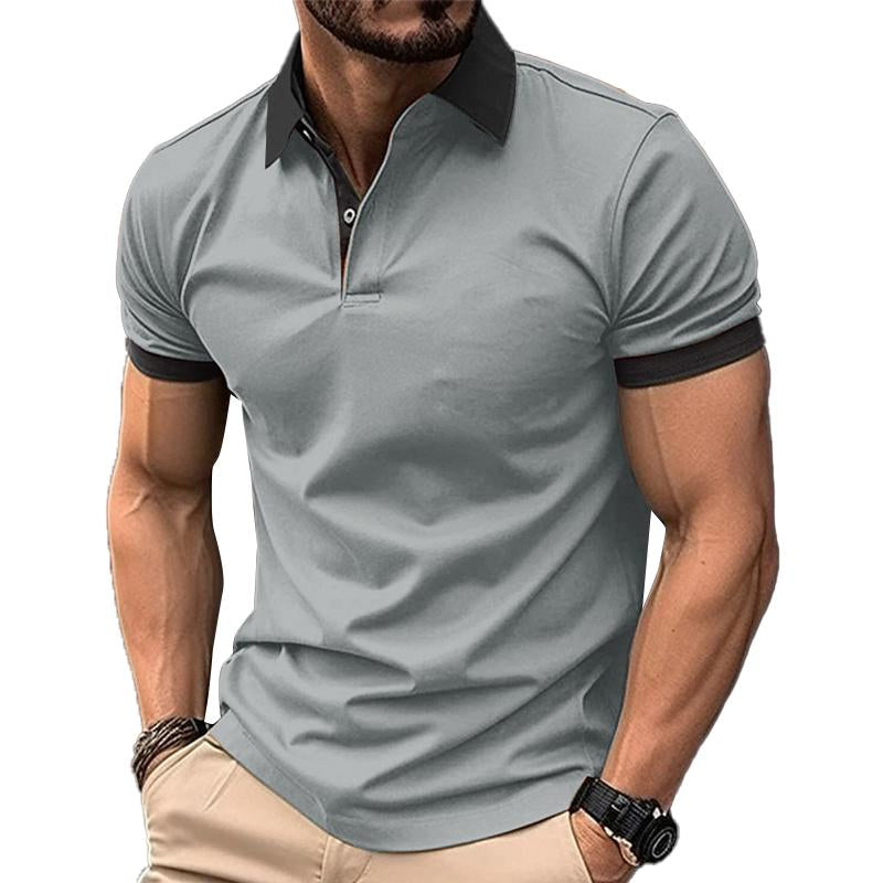 Men's Casual Color Block Short Sleeve POLO Shirt 43371751Y
