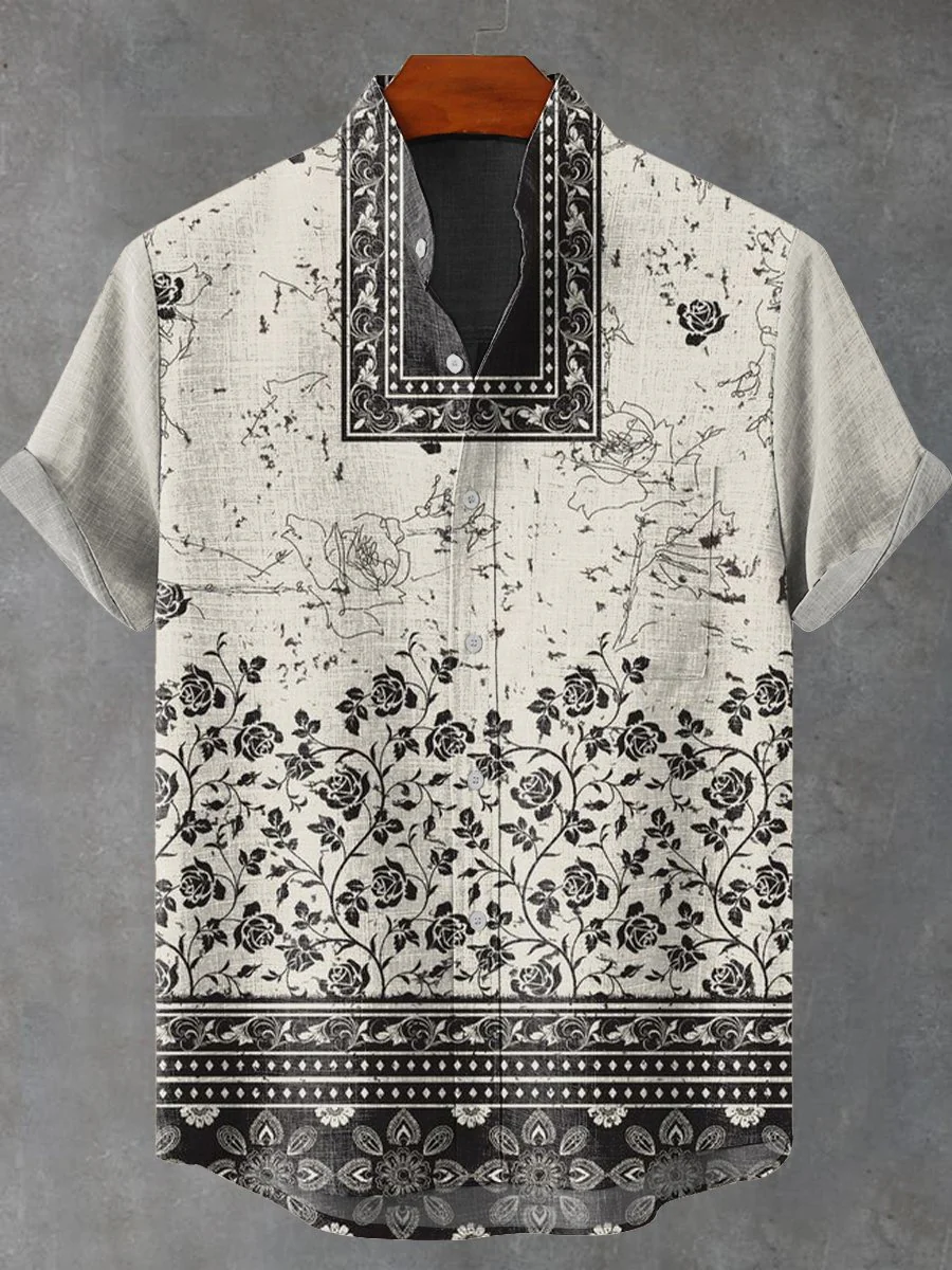 Retro Ethnic Tribal Pattern Short Sleeve Shirt