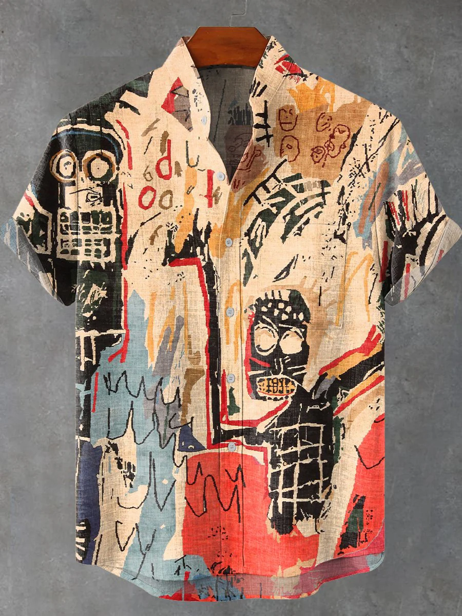 Men's Abstract Art Pattern Short Sleeve Shirt