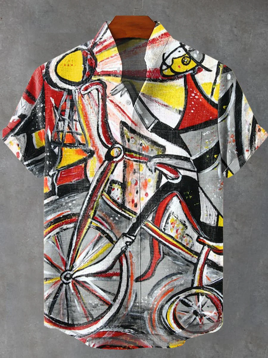 Men's Abstract Art Pattern Short Sleeve Shirt