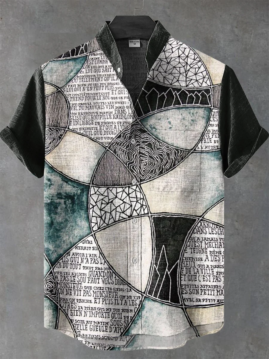Retro Ethnic Tribal Pattern Short Sleeve Shirt
