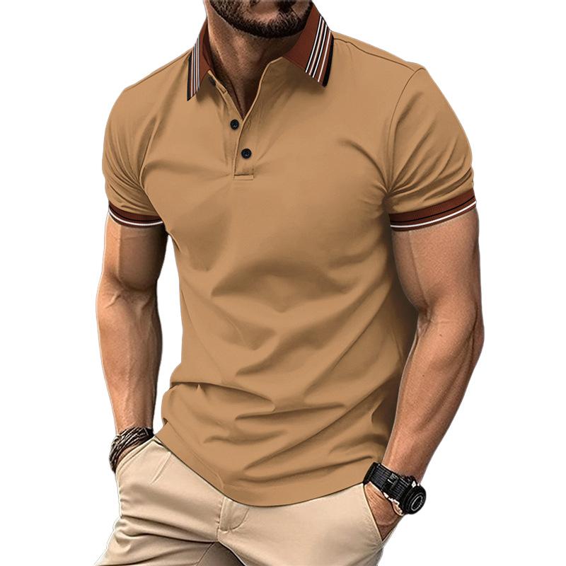Men's Casual Ribbed Lapel Button POLO Shirt 21858711X