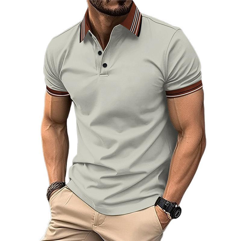 Men's Casual Ribbed Lapel Button POLO Shirt 21858711X