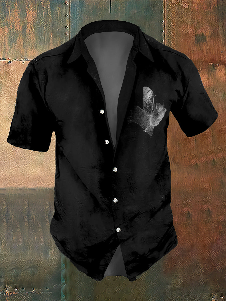 Men's Retro Dark Style Pat Print Shirt