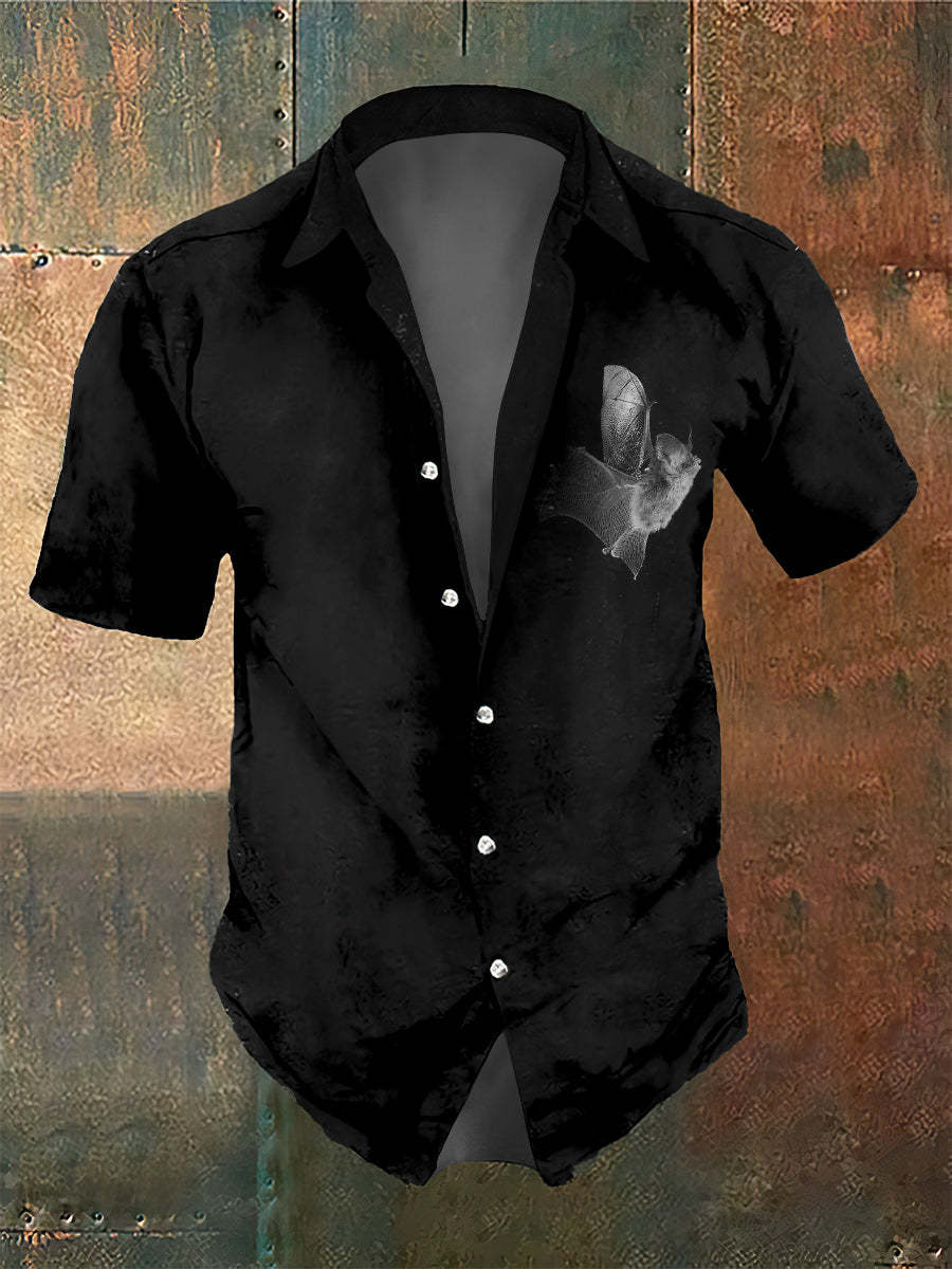 Men's Retro Dark Style Pat Print Shirt
