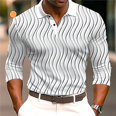 Men's Casual Long Sleeve Button-Down Polo Shirt