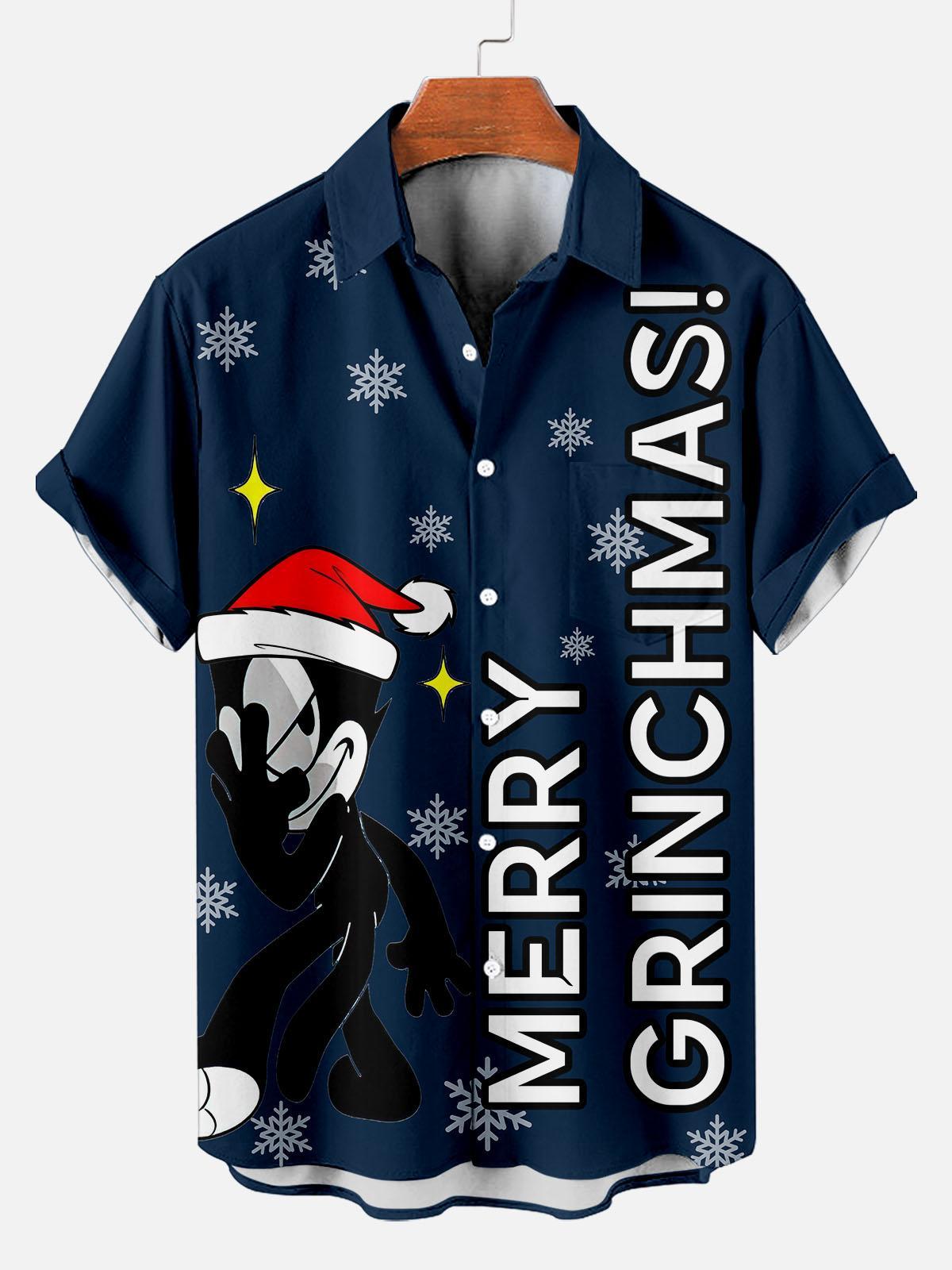 Men's Christmas Cartoon Graphic Short Sleeve Shirt