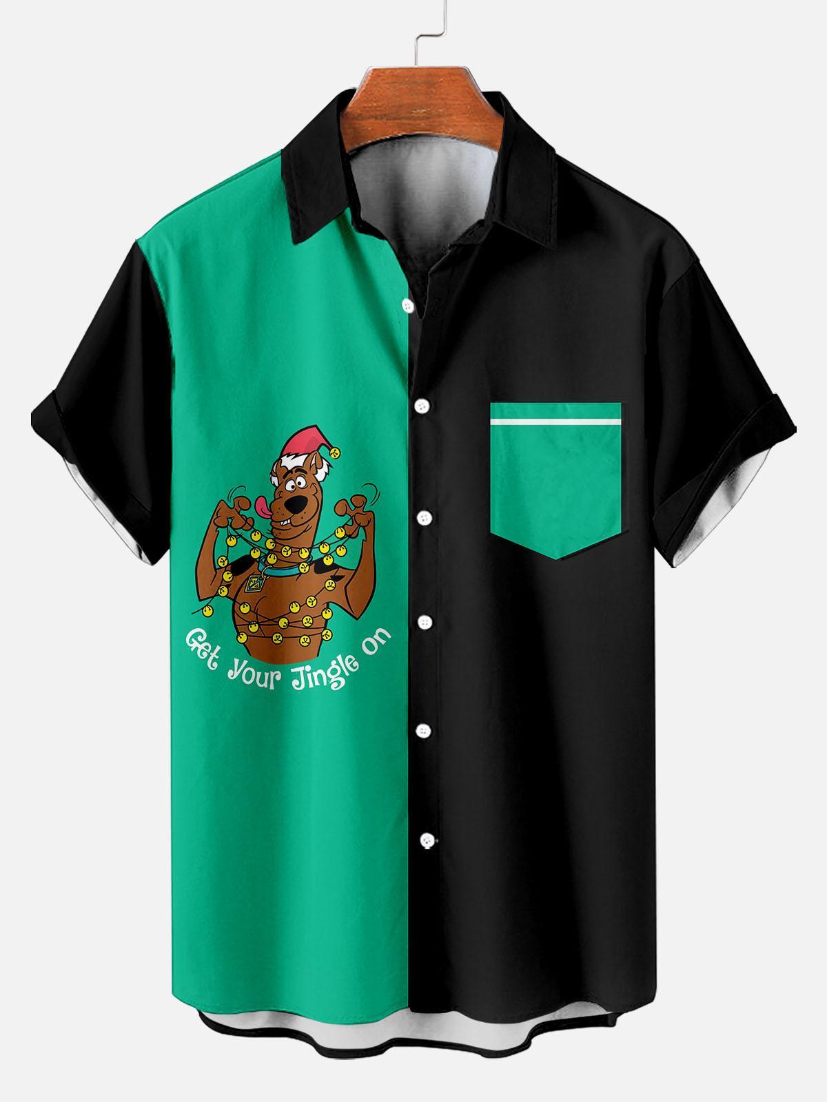 Men's Christmas Cartoon Graphic Short Sleeve Shirt
