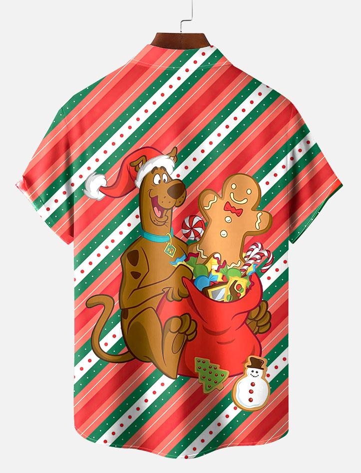 Men's Christmas Cartoon Graphic Short Sleeve Shirt