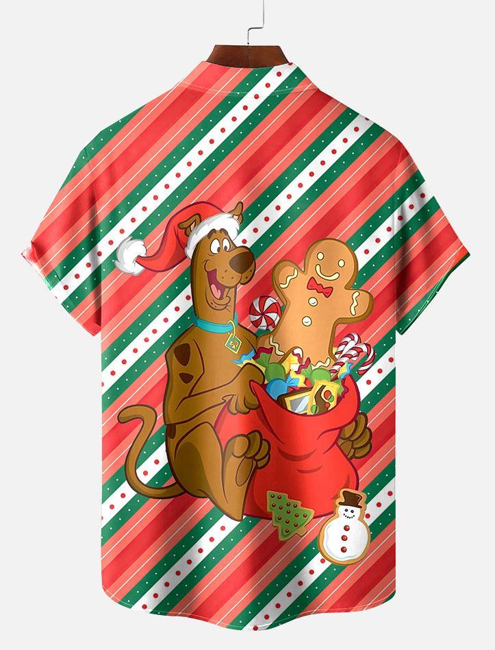 Men's Christmas Cartoon Graphic Short Sleeve Shirt