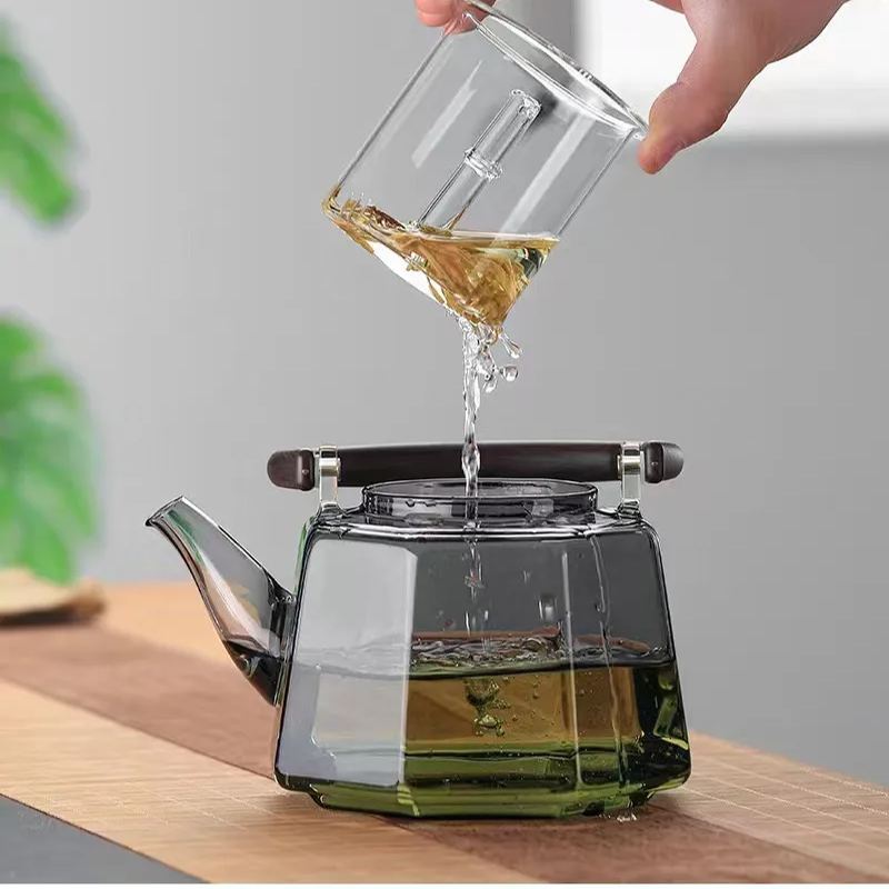 Heat resistant octagonal lifting beam teapot, large capacity teapot, d