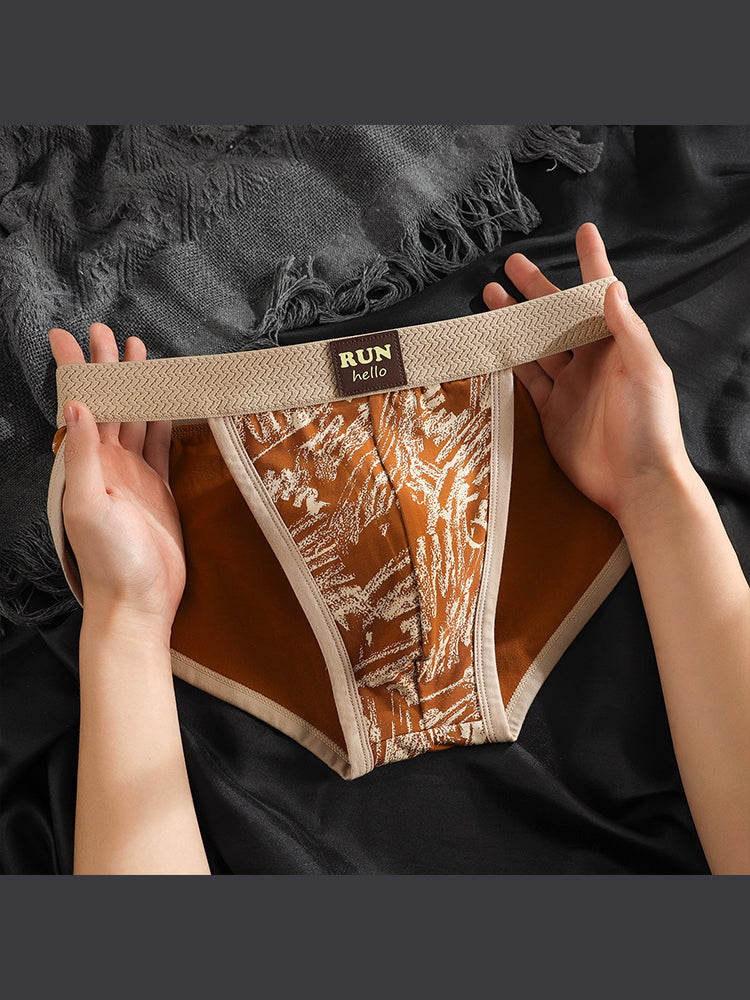 ORLVS Men's 5-Pack High Cut Briefs with 3D Pouch and Print