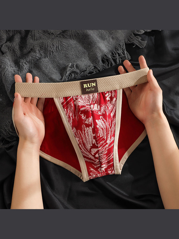 ORLVS Men's 5-Pack High Cut Briefs with 3D Pouch and Print