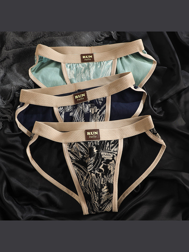 ORLVS Men's 5-Pack High Cut Briefs with 3D Pouch and Print
