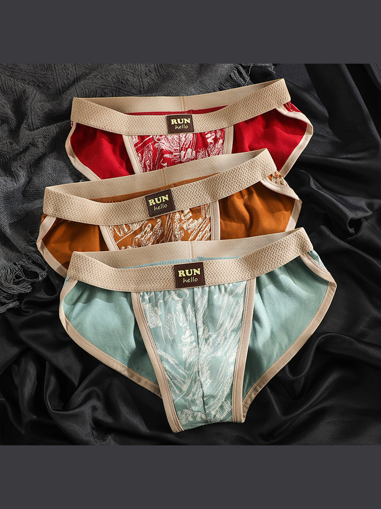 ORLVS Men's 5-Pack High Cut Briefs with 3D Pouch and Print