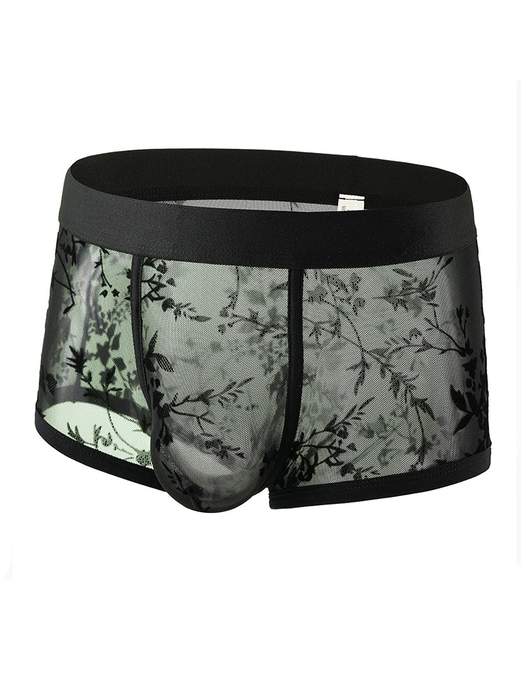 ORLVS Men's 3-Pack Lace Trunks with Floral Jacquard and Sheer Body
