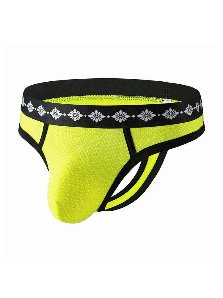 ORLVS Men's 3-Pack Low Rise Mesh Thongs with Contrast Waistband
