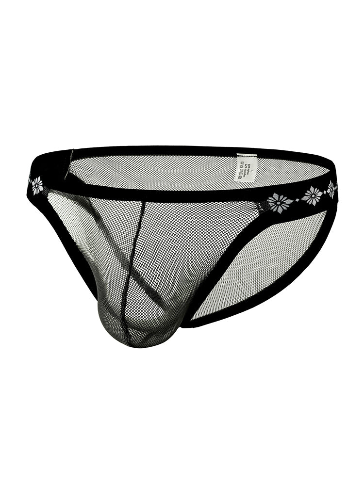 ORLVS Men's 3-Pack Low-Rise Sheer Mesh Bikini Underwear with Large Pouch