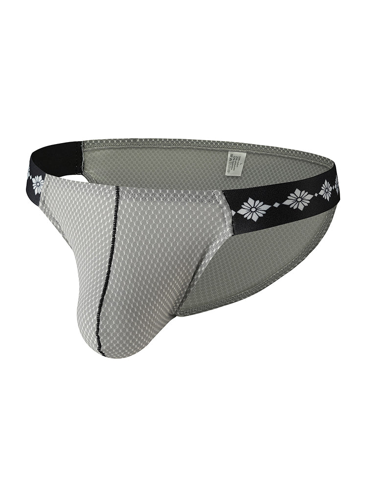 ORLVS Men's 3-Pack Low Rise Bikini Underwear with Mesh and Side-Printed Waistband