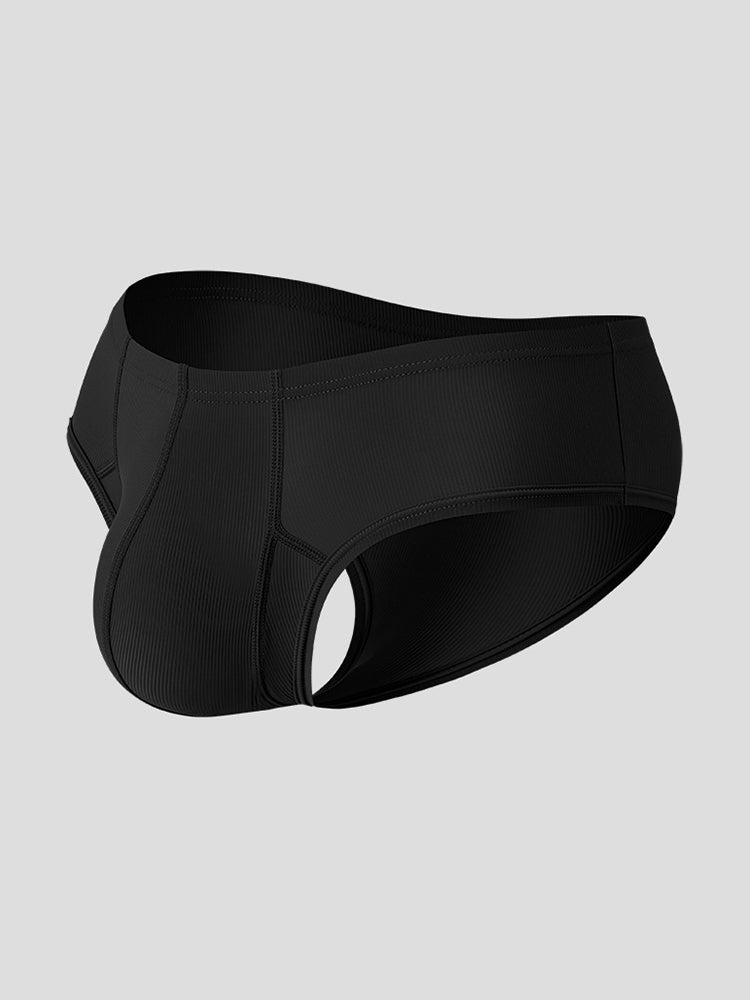 ORLVS Men's 3-Pack Half Coverage Briefs with Ribbed Texture and Large Pouch