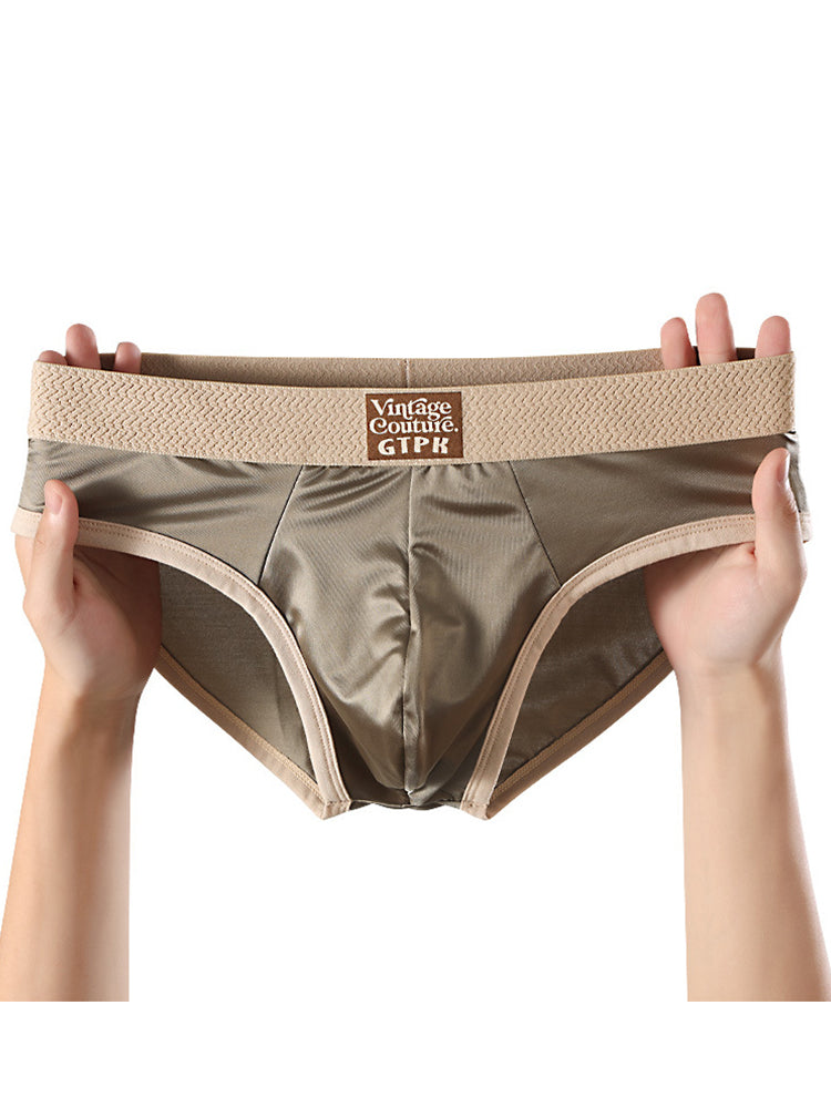 ORLVS Men's 5-Pack Satin Briefs with 3D Mesh Pouch and Embossed Waistband