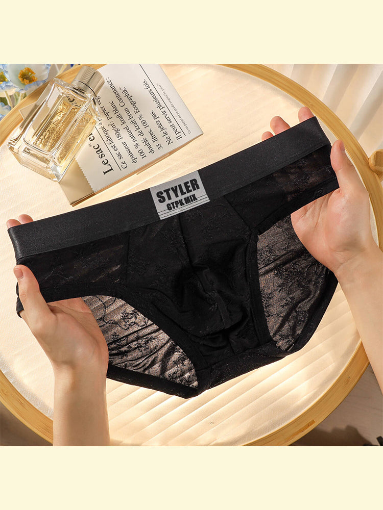 ORLVS Men's 4-Pack Embossed Briefs with Satin Finish and Mesh Pouch