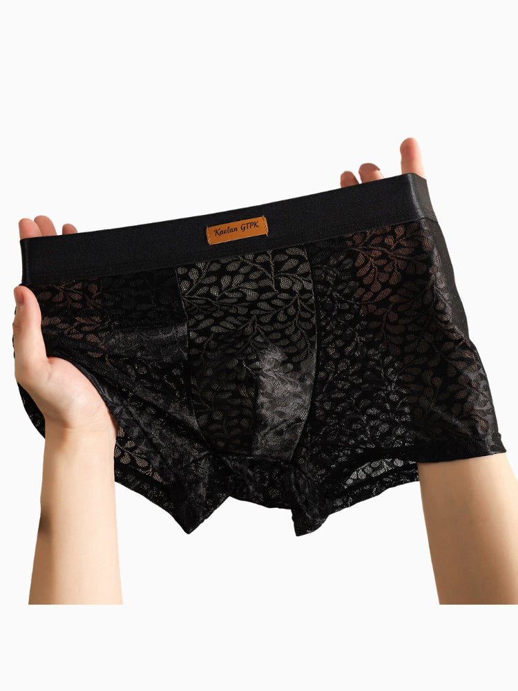 ORLVS Men's 5-Pack Lace Print Trunks with Large Pouch and Mid-Rise Cut