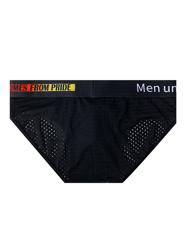 ORLVS UNDERWEARMen's Mesh Briefs With Colorful Spliced Lines| GAY UNDERWEAR