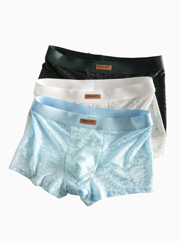 ORLVS Men's 5-Pack Lace Print Trunks with Large Pouch and Mid-Rise Cut