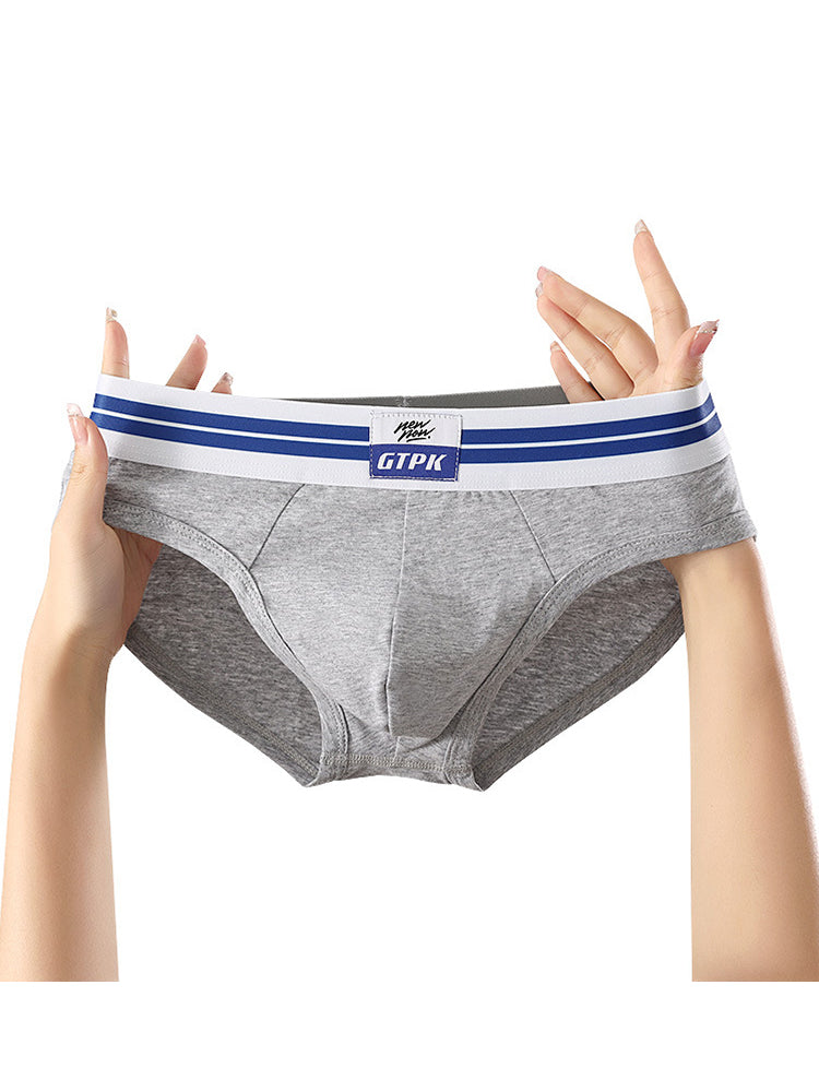 ORLVS Men's 5-Pack Combed Cotton Briefs with Mesh Pouch and Wide Printed Waistband