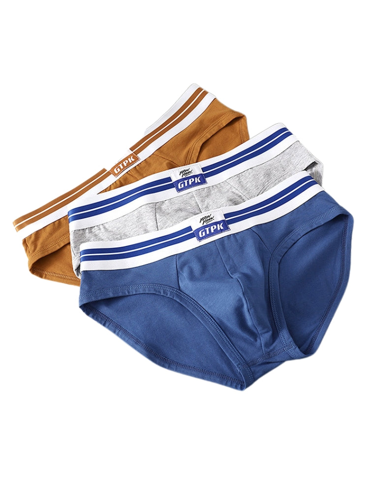 ORLVS Men's 5-Pack Combed Cotton Briefs with Mesh Pouch and Wide Printed Waistband