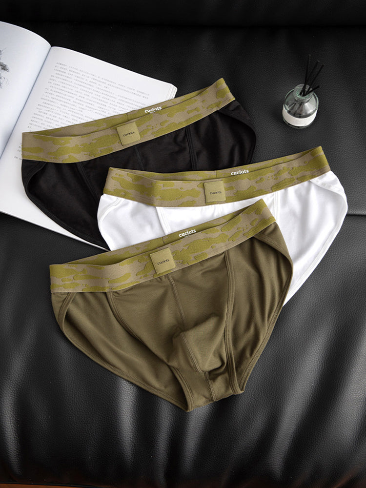 Orlvs-underwear-3 Pack Men's Modal Breathable Double Pouch High Cut Briefs-gay-underwear
