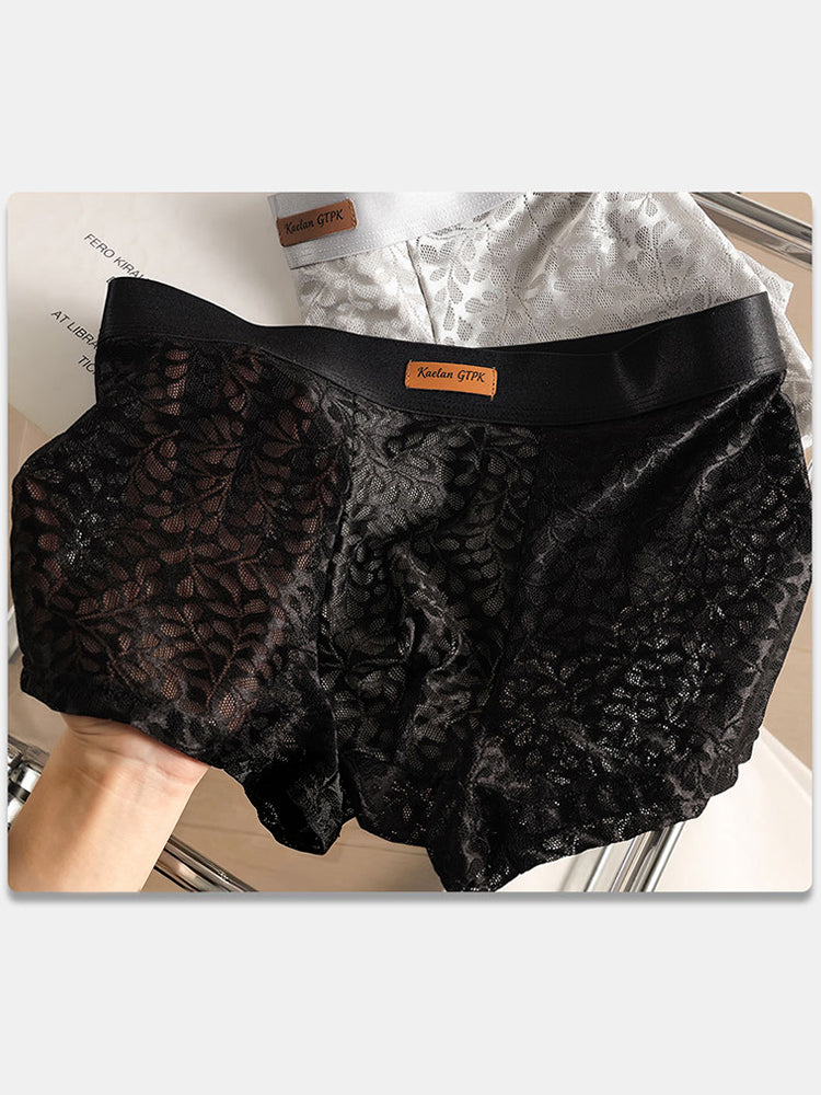ORLVS Men's 5-Pack Lace Print Trunks with Large Pouch and Mid-Rise Cut