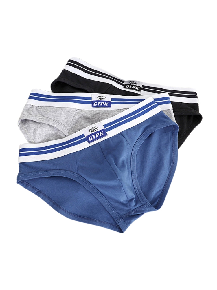 ORLVS Men's 5-Pack Combed Cotton Briefs with Mesh Pouch and Wide Printed Waistband