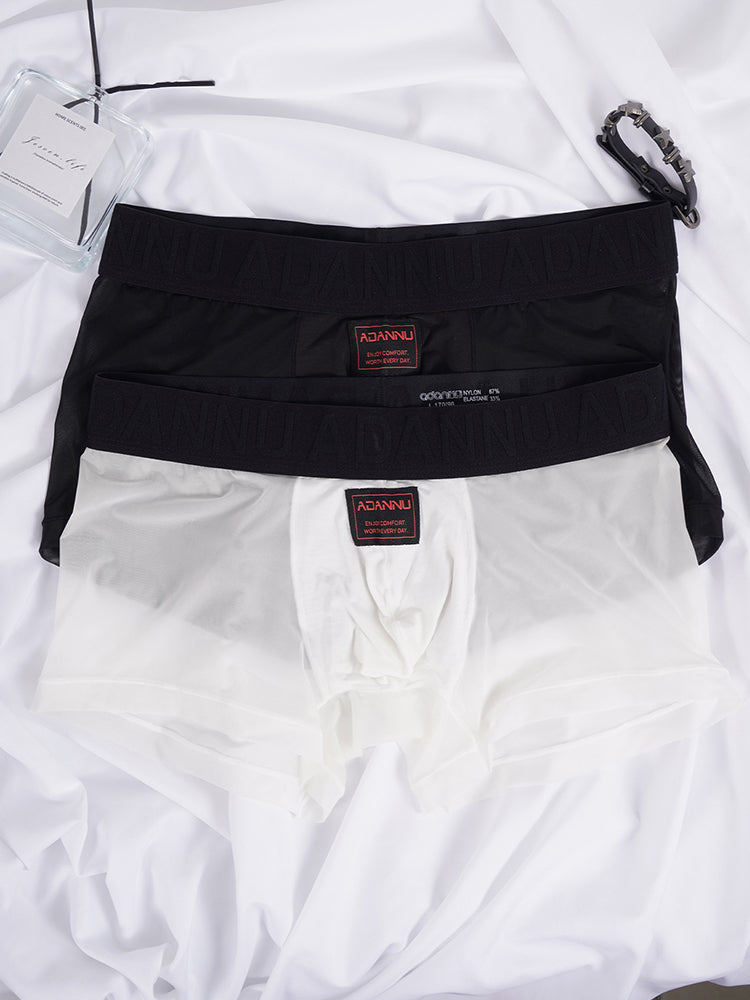 ORLVS Men's 2-Pack Lightweight Trunks with U-Pouch and Mesh Back