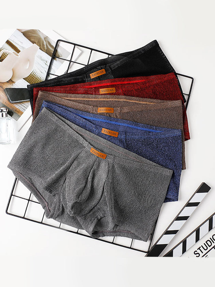 ORLVS Men's 3-Pack Separate Pouch Trunks with Scale Pattern and Mesh