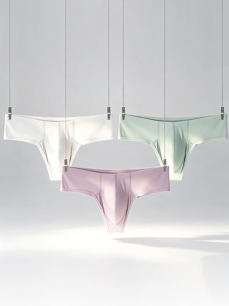ORLVS Men's 3-Pack Half Coverage Briefs with Ribbed Texture and Large Pouch