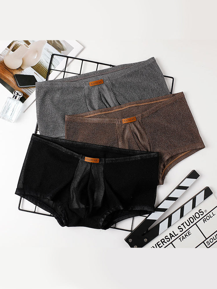 ORLVS Men's 3-Pack Separate Pouch Trunks with Scale Pattern and Mesh