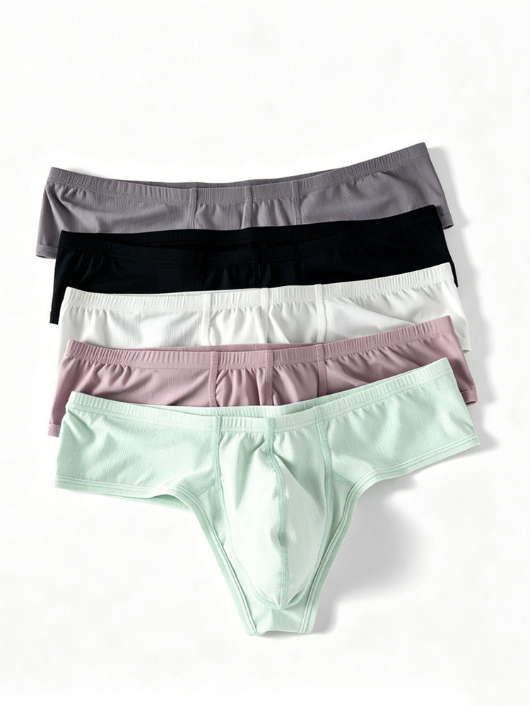 ORLVS Men's 3-Pack Half Coverage Briefs with Ribbed Texture and Large Pouch