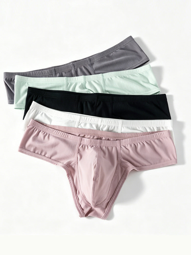 ORLVS Men's 3-Pack Half Coverage Briefs with Ribbed Texture and Large Pouch