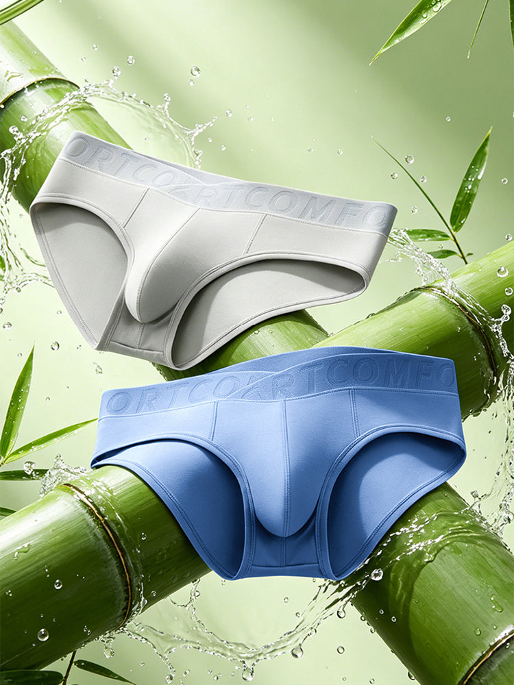 Orlvs-underwear-2 Pack Men's Bamboo Fiber U-Pouch Mid Rise V-Cut Briefs-gay-underwear