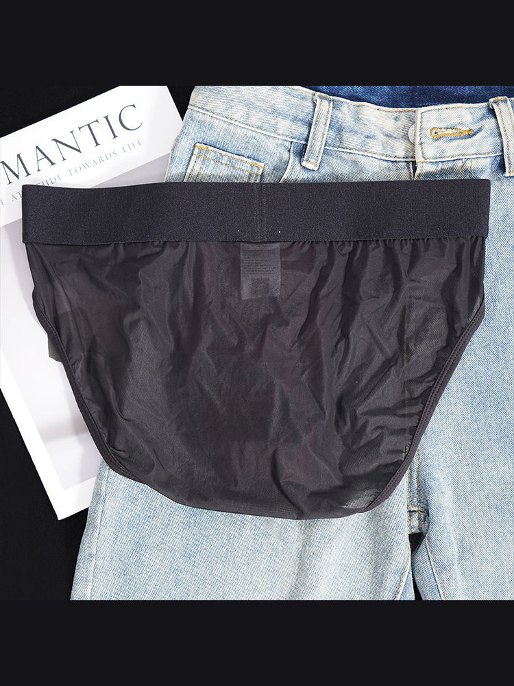 ORLVS Men's Sheer Mesh Briefs with Striped Front Panel