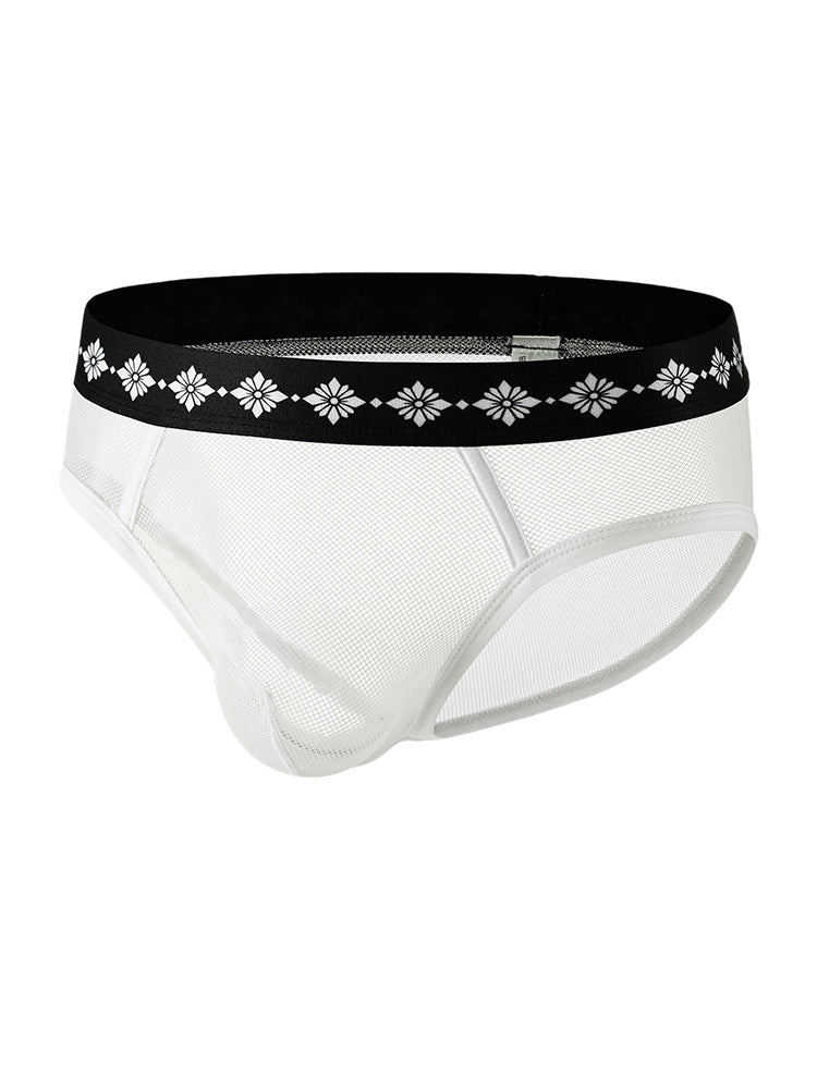 ORLVS Men's 3-Pack Low-Rise Sheer Mesh Briefs with Cutouts and Large Pouch