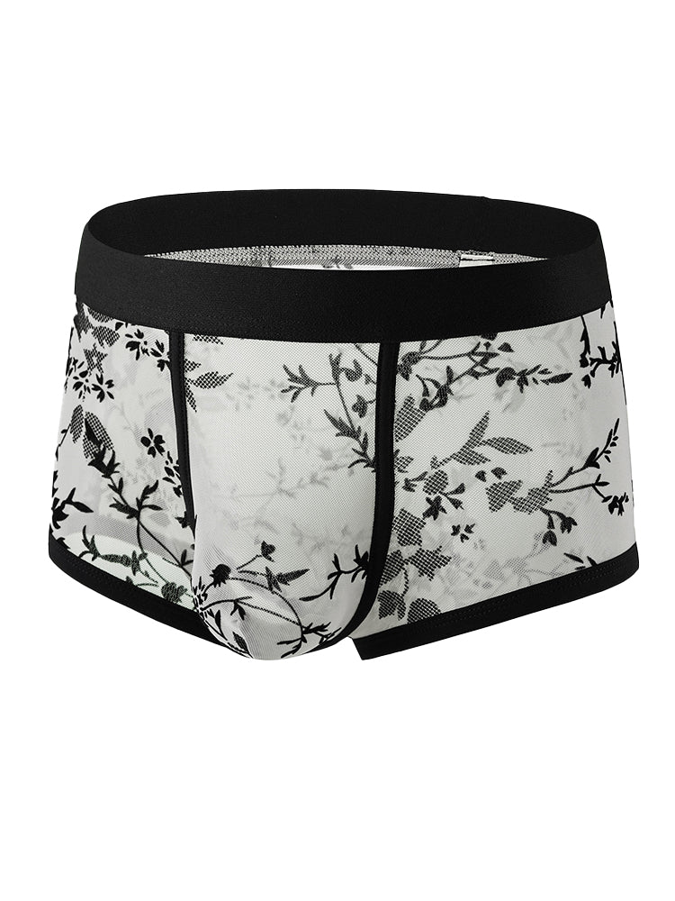 ORLVS Men's 3-Pack Lace Trunks with Floral Jacquard and Sheer Body