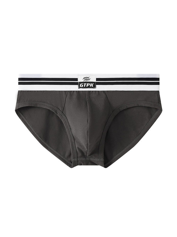 ORLVS Men's 5-Pack Combed Cotton Briefs with Mesh Pouch and Wide Printed Waistband