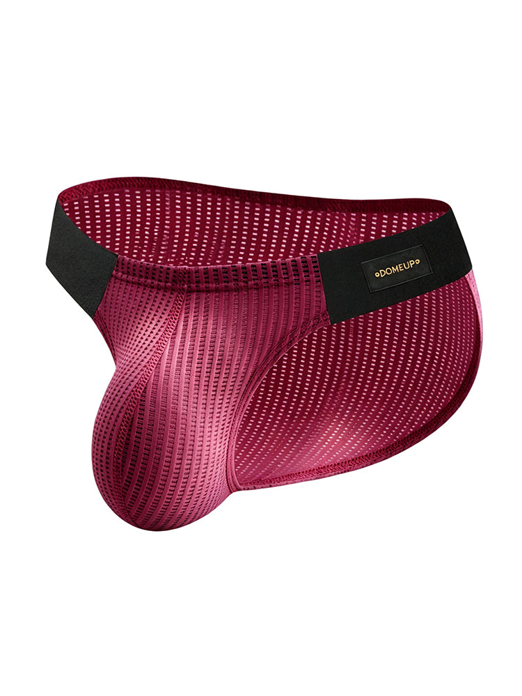 ORLVS Men's Striped Pouch Briefs with Glossy Finish and U-Shaped Design