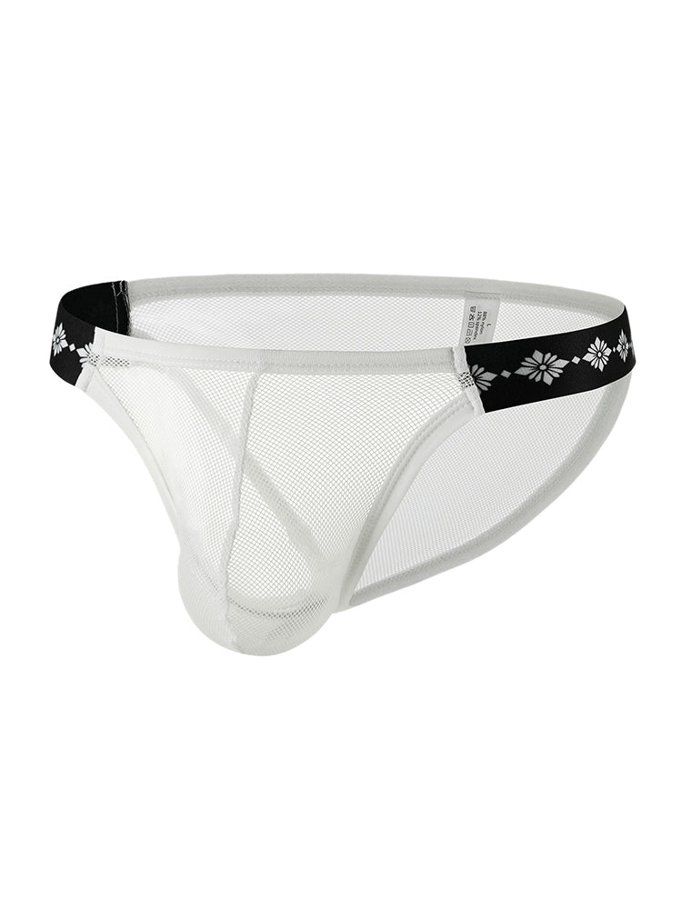 ORLVS Men's 3-Pack Low-Rise Sheer Mesh Bikini Underwear with Large Pouch