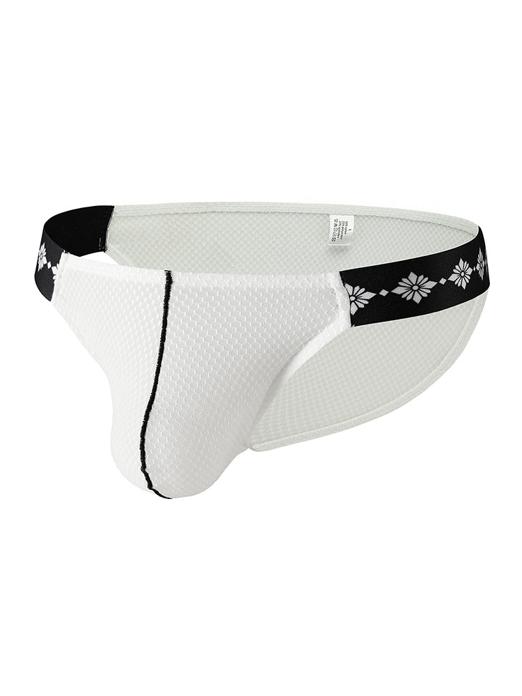 ORLVS Men's 3-Pack Low Rise Bikini Underwear with Mesh and Side-Printed Waistband
