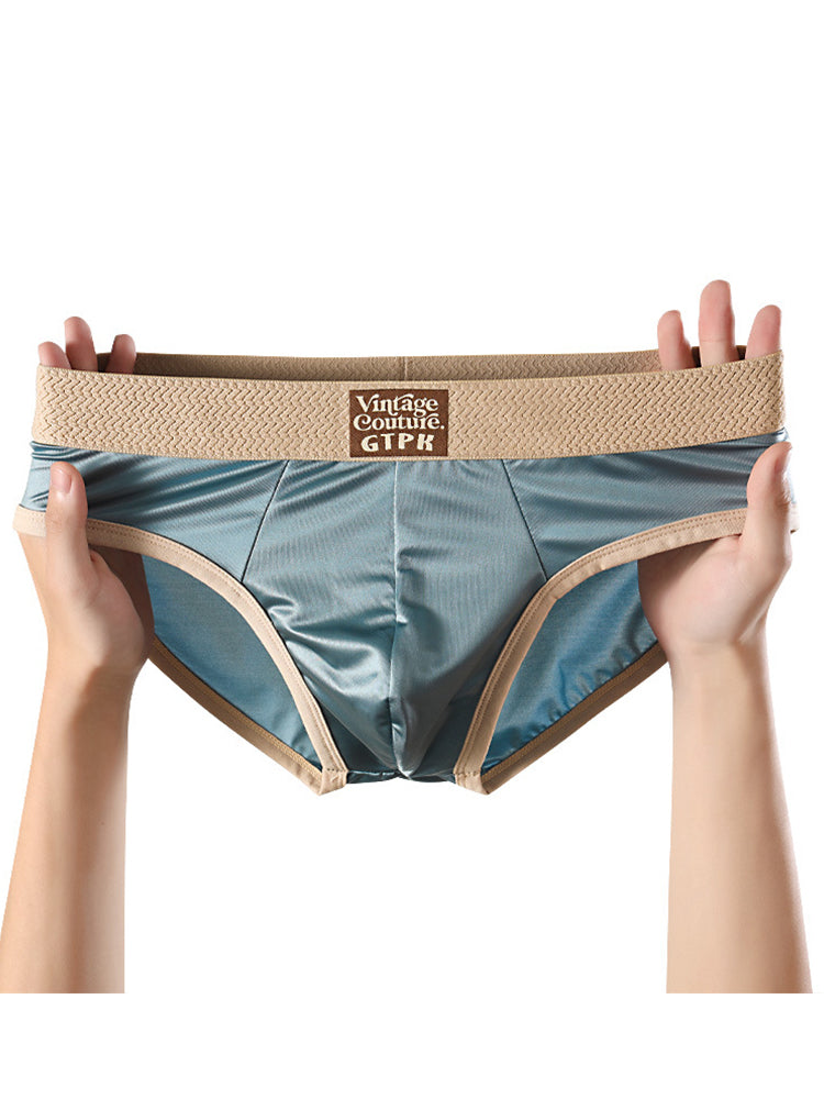 ORLVS Men's 5-Pack Satin Briefs with 3D Mesh Pouch and Embossed Waistband