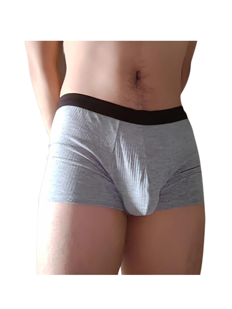 Orlvs-underwear-3 Pack Men's Double Layer Modal Large Pouch Solid Breathable Trunks-gay-underwear